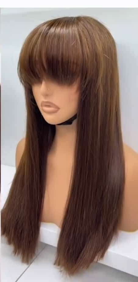 Perruque lisse naturrelle 40cm (16 pouces) 2x6 couler #27 frange.