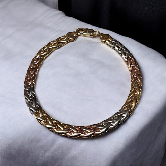 Bracelet de luxe exquis pour femme bijoux bicolores,couleur or.  21cm