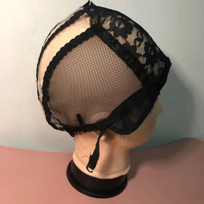 Bonnet de perruque extensible et respirant demi ouvert pour perruque tissee.