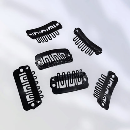 Clips en forme de u pour bande ou extension de perruque,6pcs   noir.