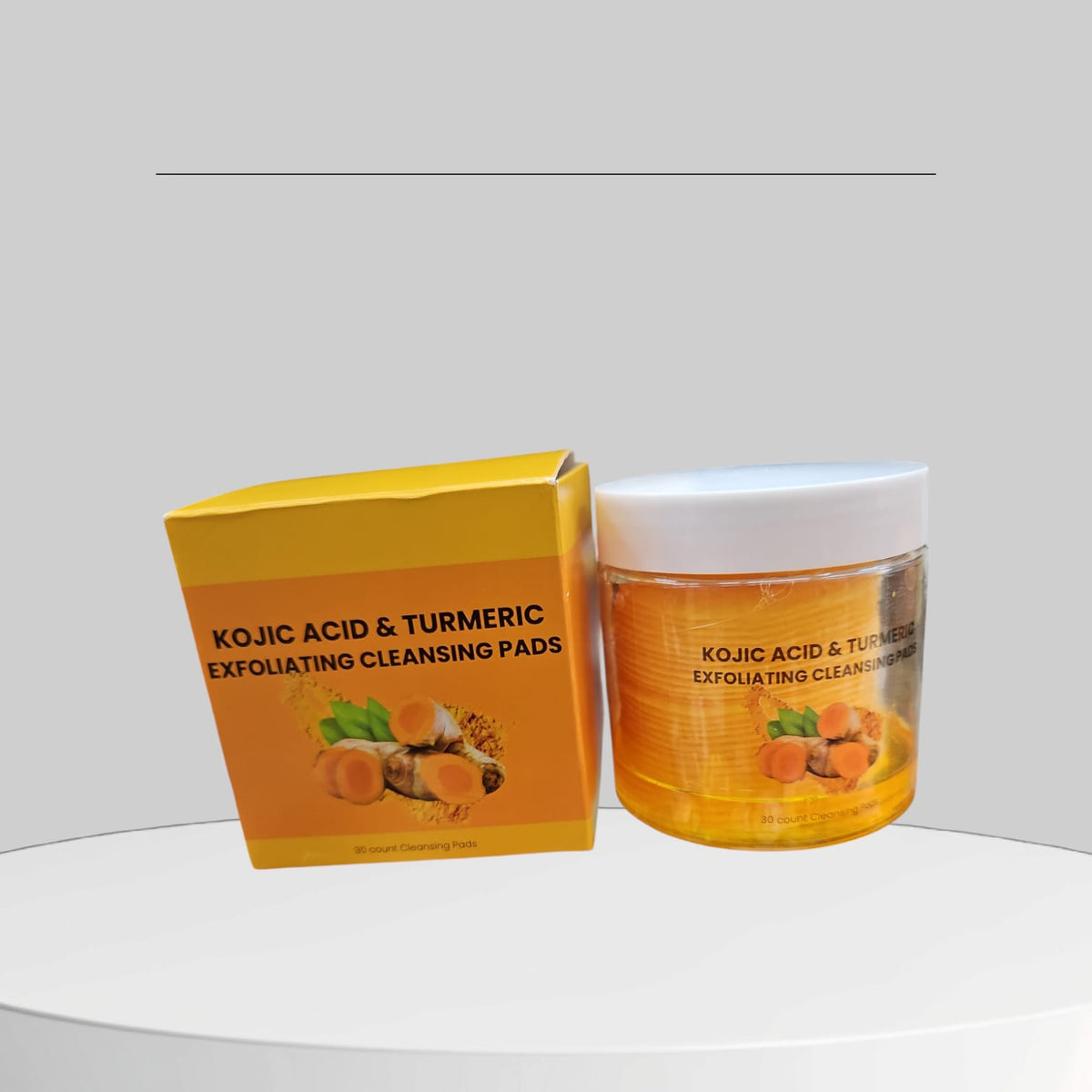 KOJIC ACID & TURMERIC, Exfoliating cleansing fade. 30 count pads.