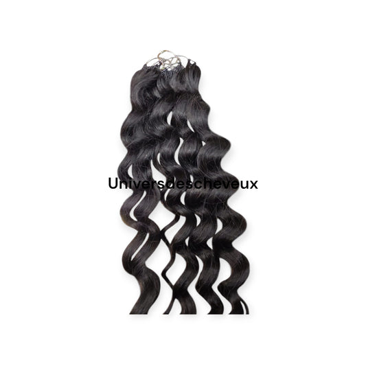 Extension de cheveux humains boucles et souples, loose wave, magiques au crochet de style boheme. couleur naturelles  18''