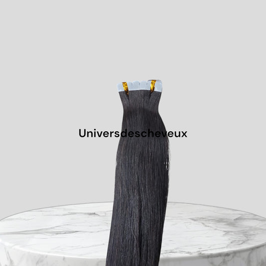 Extension de cheveux en bande adhesive tape, cheveux 100% naturels, haute quality, couluer 1b, bande 20pcs 60cm,50g 1