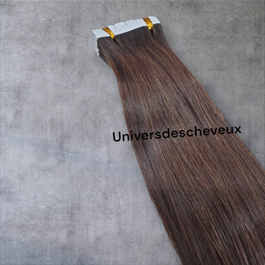 Extension de cheveux en bande adhesive tape, cheveux 100% naturels, haute quality, couluer #6,   bande 20pcs 60cm,
