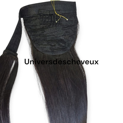 Extension de cheveux, 100% donneur naturelles, queue de cheval a enrouler,postiche. #1b  105g.
