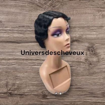 Perruque semi-naturelle, body wave court plat,  couleur naturelles.