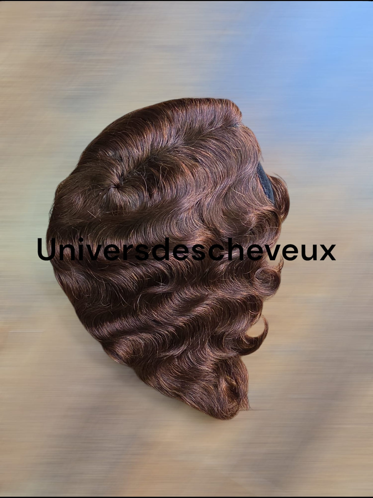 Perruque semi-naturelle, body wave court plat,  couleur naturelles.