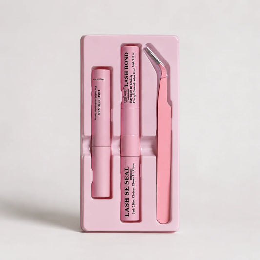 Outils pour extensions de cils, 3 en 1 : colle double embout, dissolvant et pince à épiler.